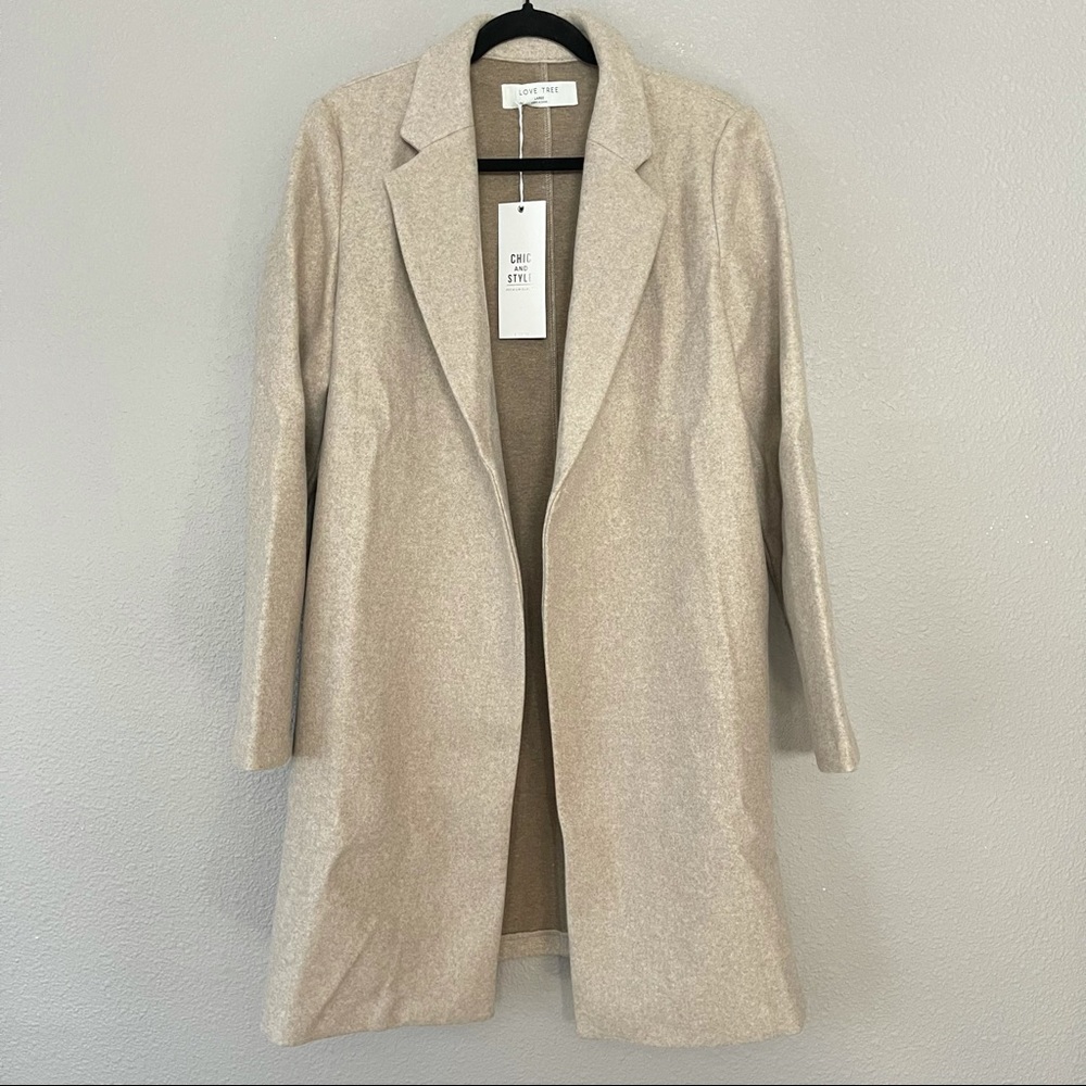 Long Line Open Front Collard Coat - Picture 5 of 6